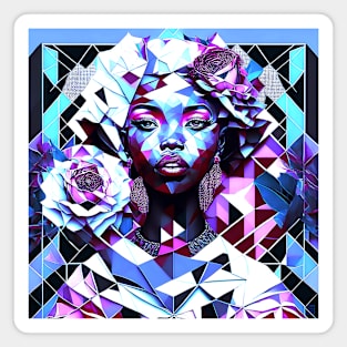 [AI Art] Beautiful (though nonexistent) Rose lady - Geometric Art Style Magnet